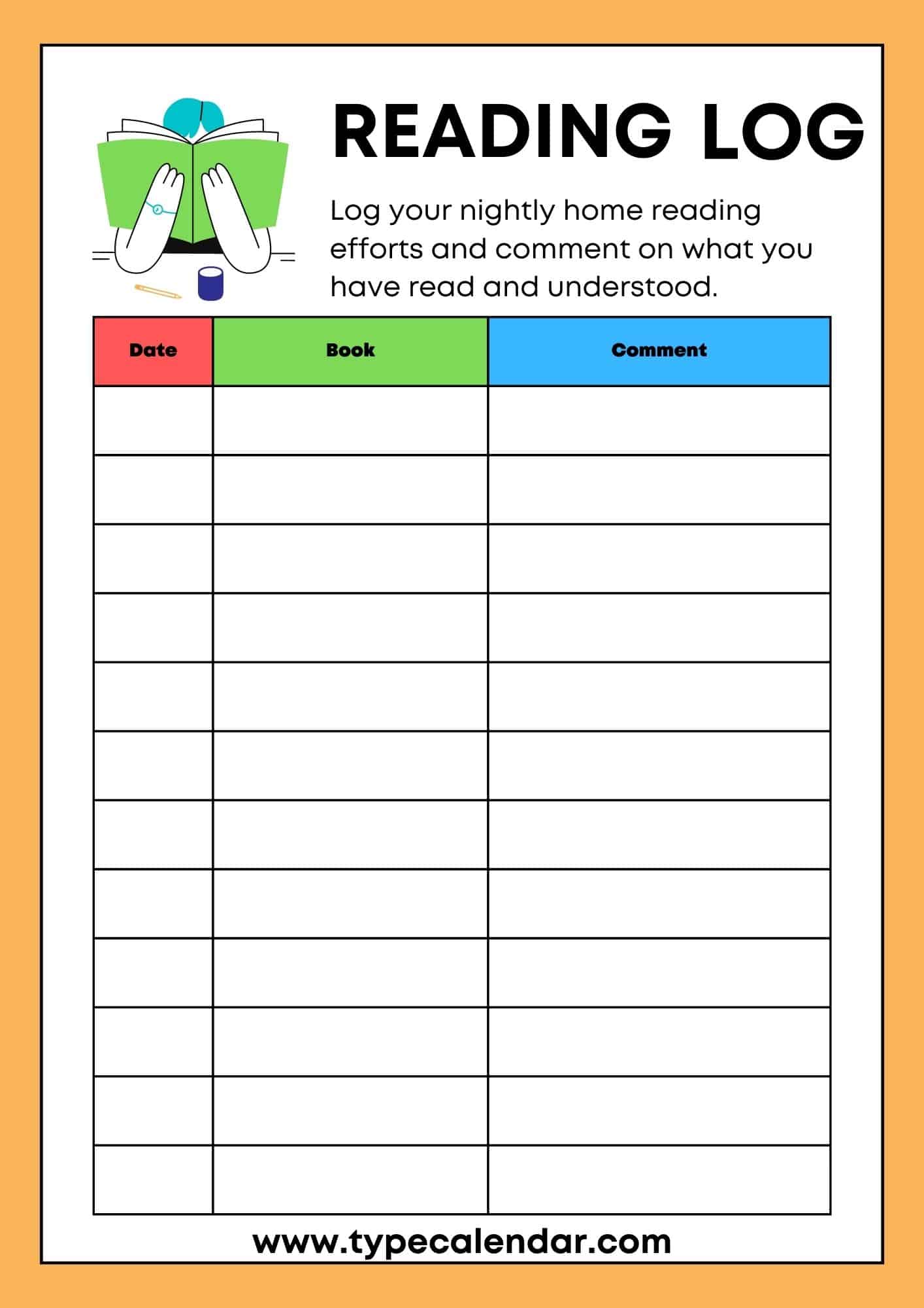 free printable reading log templates [pdf, excel]